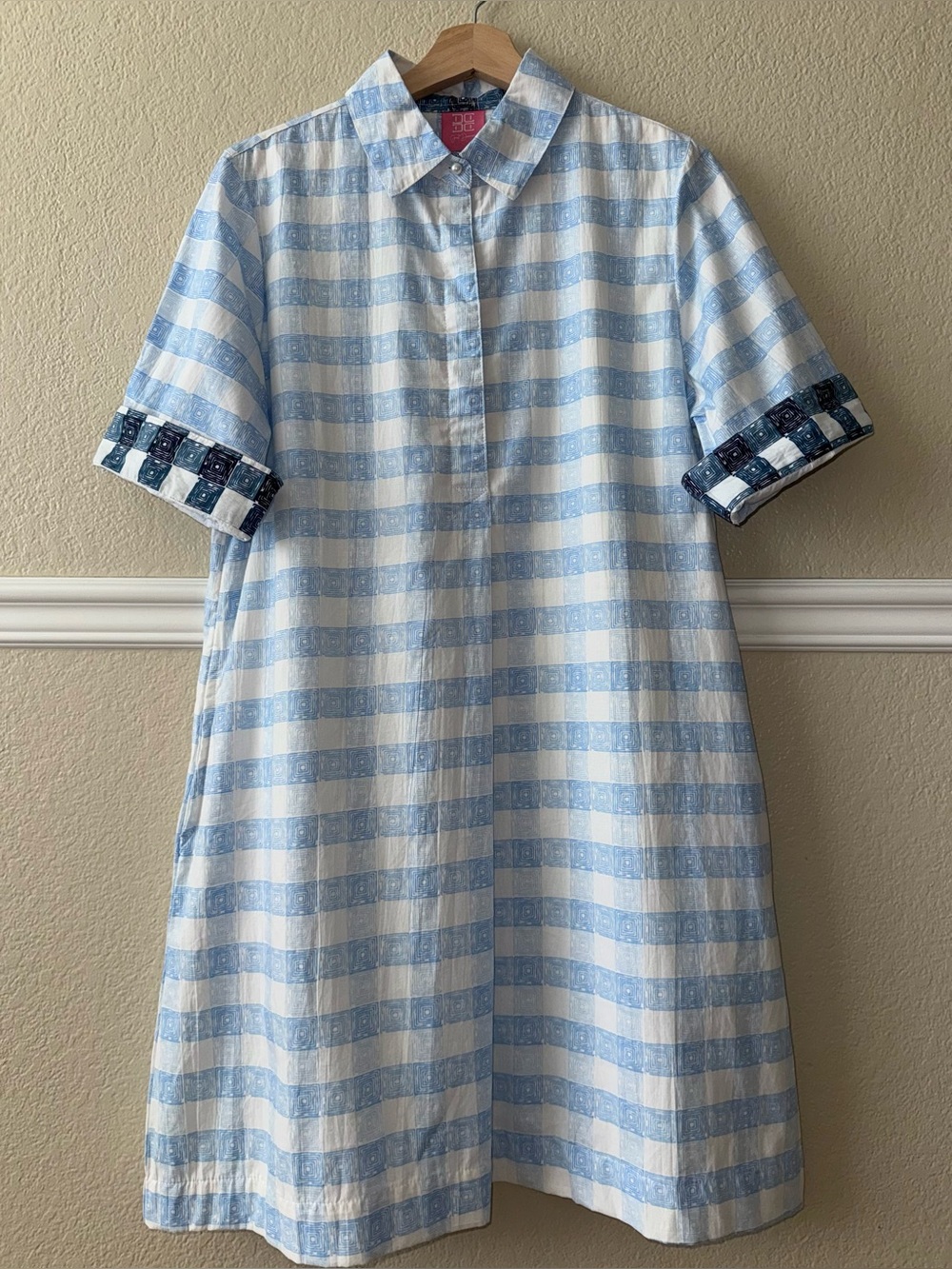 Just Darviny 100% Cotton Charlotte Dress Square French Blue Medium